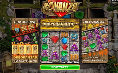 Bild på spelplanen i spelautomaten Bonanza Megaways hos Lucky Casino