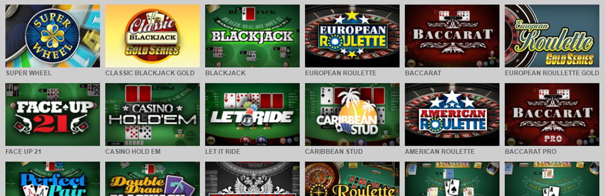Bordsspel och kortspel på Ninja Casino sida