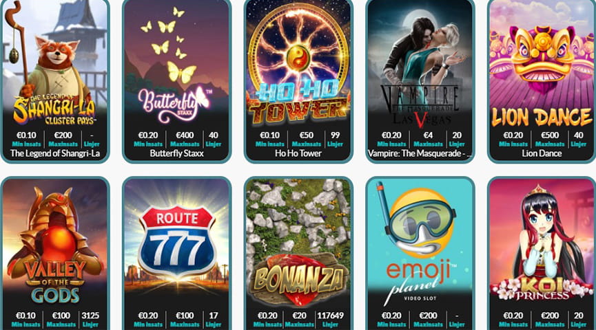 Spel tillgängliga hos Cashmio Casino