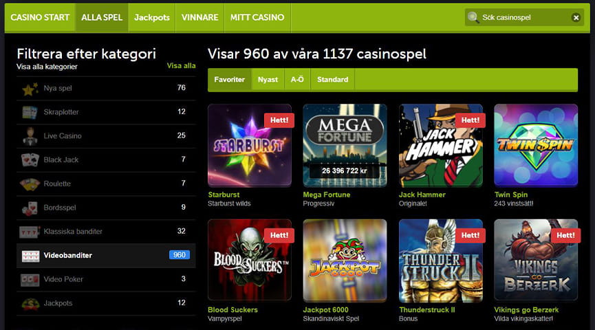 Bilder på slots hos casinosajten ComeOn 