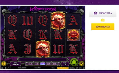 Bild på spelplanen i spelautomaten House of Doom hos Lucky Casino