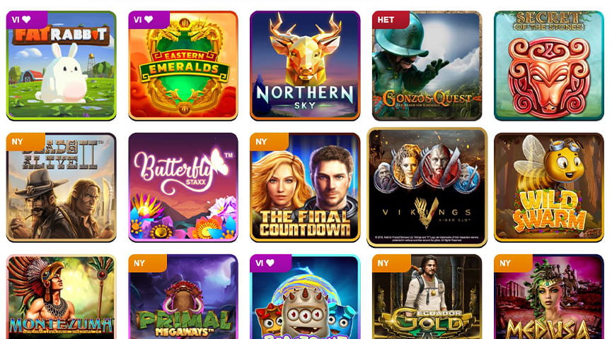 Bild som visar utbudet av slots hos casinosajten Instacasino