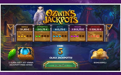 Bild på spelplanen i spelautomaten Ozwins Jackpots hos Lucky Casino