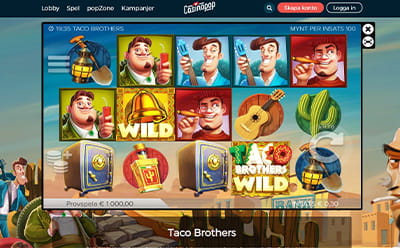 Bild på spelplanen i casinospelet Taco Brothers hos Casinopop
